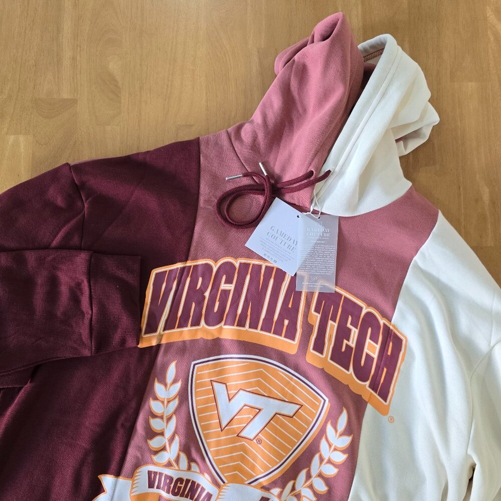 Virginia Tech Hokies Womens Gameday Couture Tri-Color Pullover Hoodie Sz XXL NEW